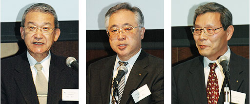 (写真左から) 三井化学・富永副社長、JA全農・菊池常務、北興化学・丸山社長