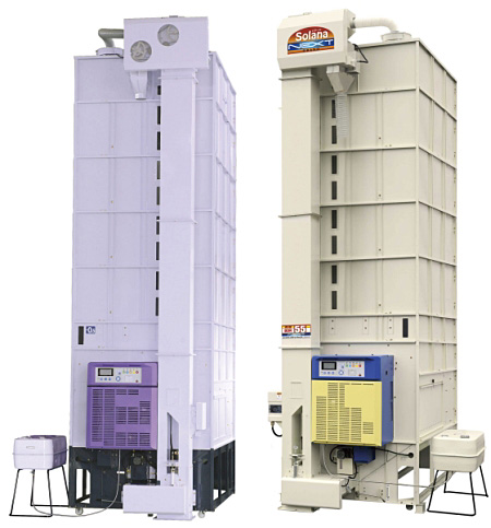 55石タイプ（左から）山本製作所の「ウィンディ・ネックス」HD-55AR、サタケの「ソラーナ・ネックス・グランド」SDR55CP